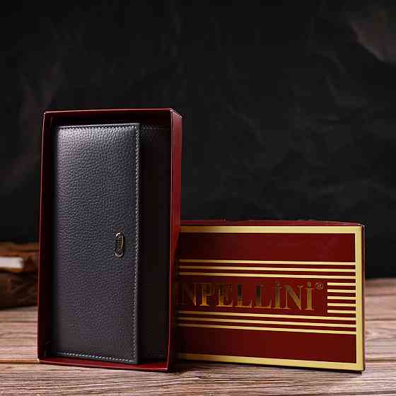 Вместительный кошелек для женщин из натуральной кожи Серый (CANPELLINI) Киев