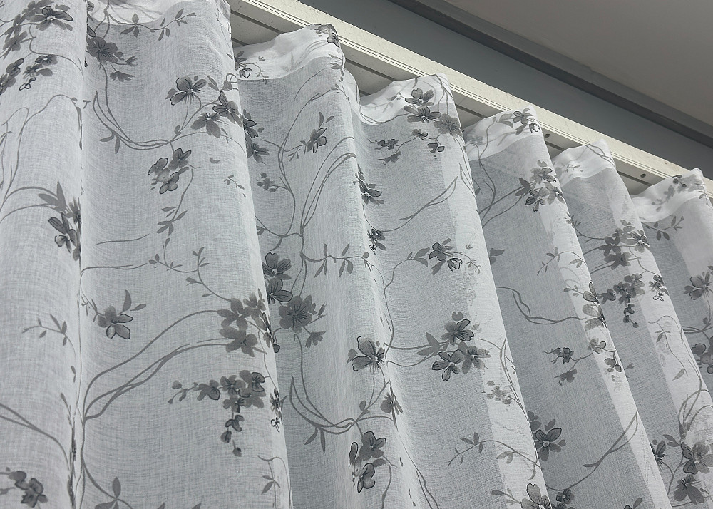 Тюль VR-Textil 1535т Flora Батист Білий з сірим 300х270 см (42-0443) Київ - фото 7