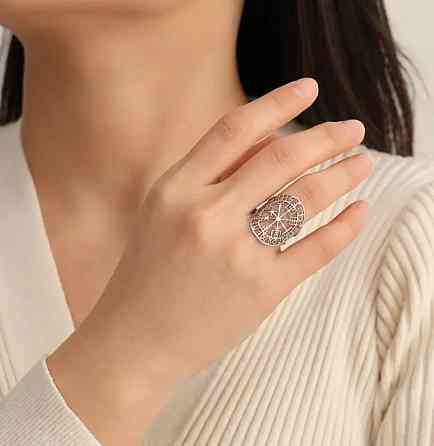 Перстень Вегвизир из стали — скандинавский амулет (регулируемый) Киев