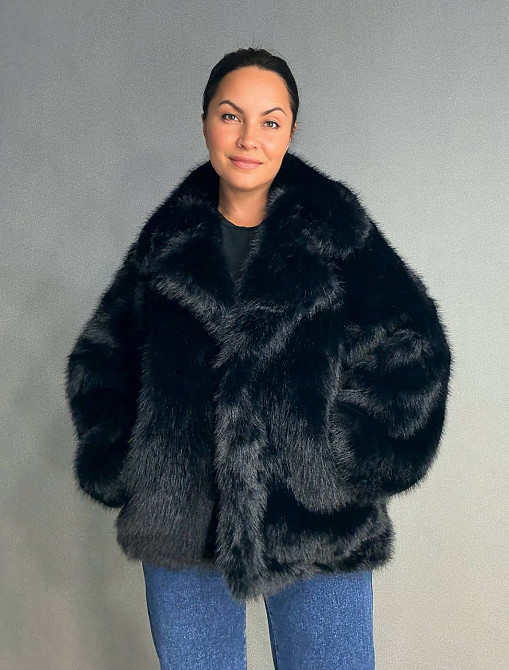 Шуба жіноча Fancy Matinee 5902 оверсайз з кишенями чорна, чорний, L Одеса - фото 9