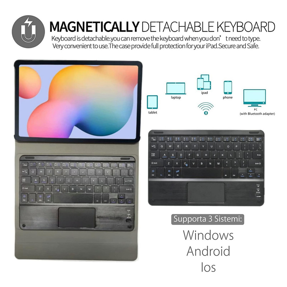 Чохол з клавіатурою для Samsung Galaxy Tab A 10.1 2019 SM-T510/SM-T515/SM-T517 BlinkCat BT тачпад QWERTY чорна клавіатура Київ - фото 4