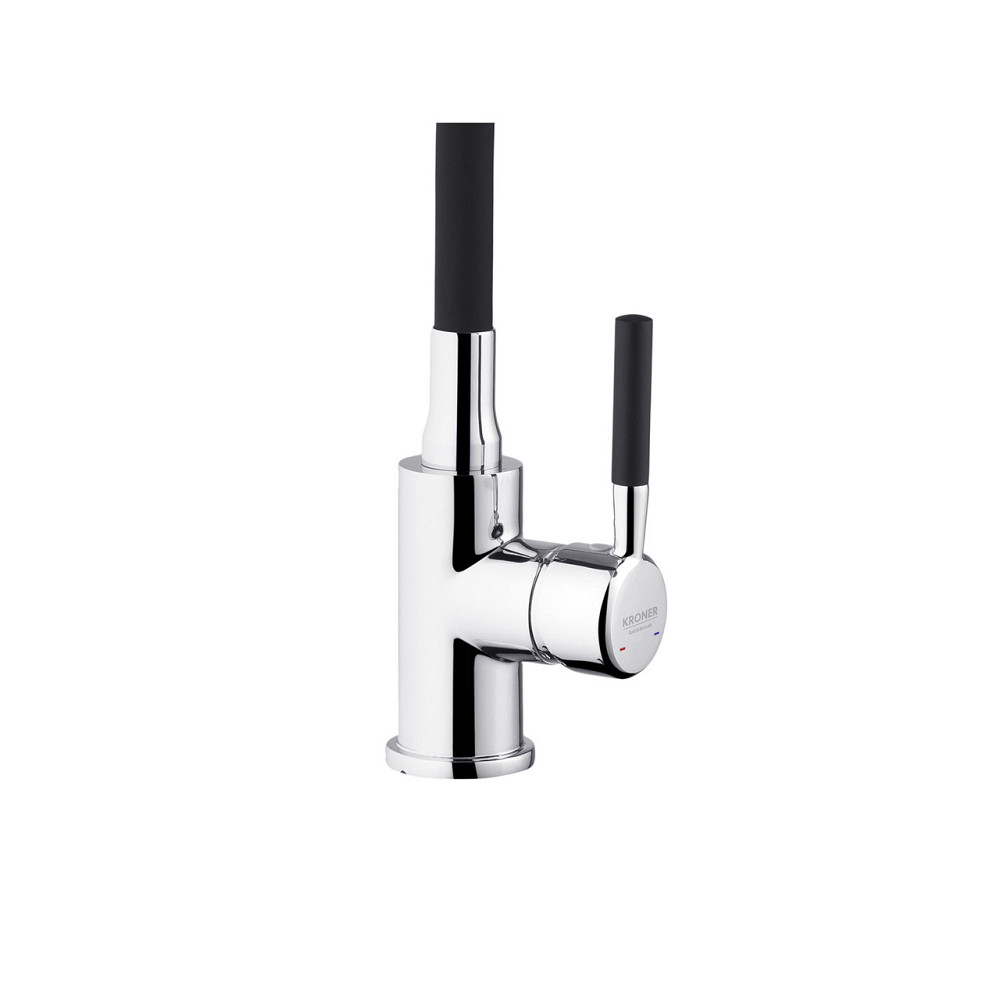 Смеситель для кухни с гибким изливом Kroner KRM Kuche - C132BLK хром/черный Киев - изображение 5