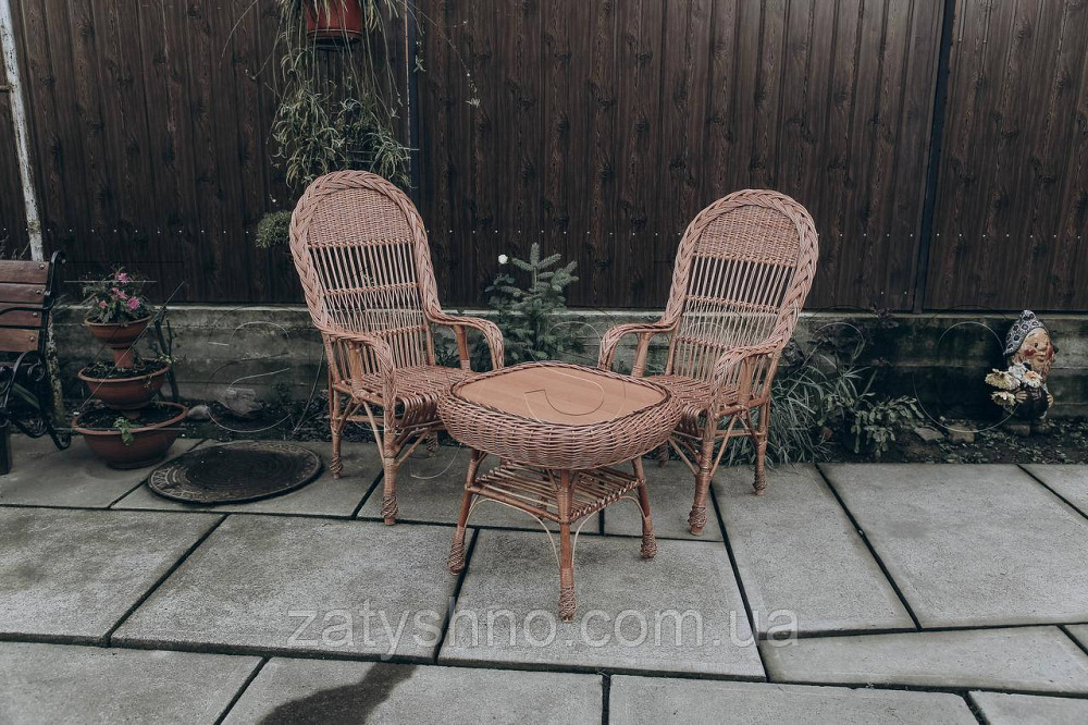 Садові плетені меблі 2 крісла журнальний столик | Київ - фото 2