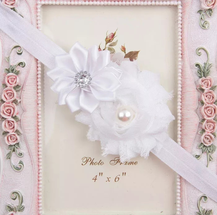 Повязка на голову детская белая - размер декора 9см, размер универсальный (на резинке) Киев - изображение 1