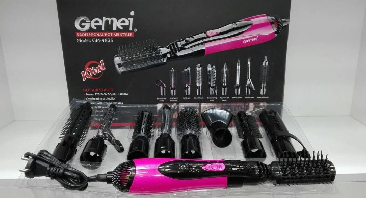 Стайлер Gemei GM 4835 Фен-щетка 10 в 1 Киев - изображение 4
