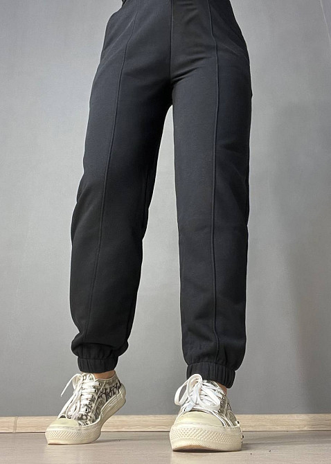 Штани жіночі Joggy 7631 спортивні джоггери трикотажні зі швом стрілкою попереду чорні, чорний, XS Київ - фото 8