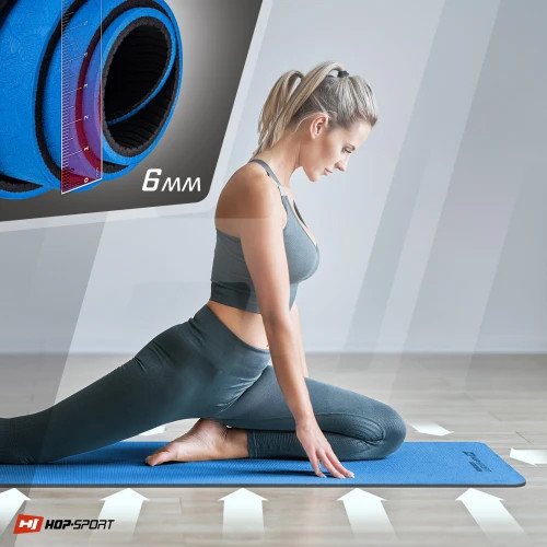 Коврик для фитнеса Hop-Sport TPE нескользящий для йоги пилатеса растяжки дома и спортзала синий Киев - изображение 7