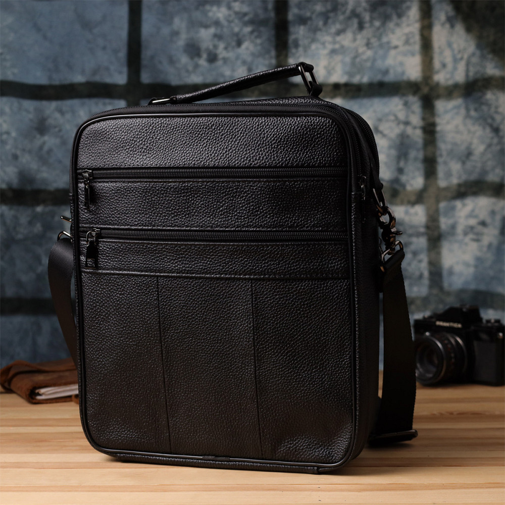 Сумка мужская с ручкой для переноса в руке из натуральной кожи Vintage 23029 Черный Киев - изображение 10