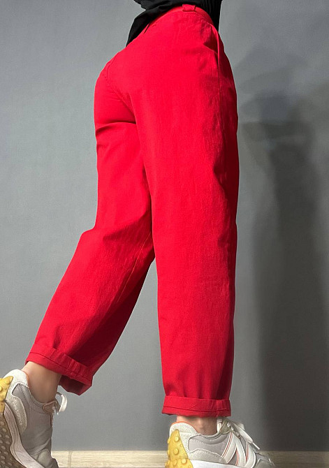 Брюки женские A-N 712 МОМ jeans широкие бананы облегченный тонкий коттон с ремнем красные, красный, L Киев - изображение 18