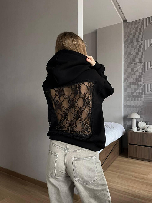 Женская стильная теплая худис открытой спиной трехнить пенье на флисе и кружево. Одесса - изображение 5