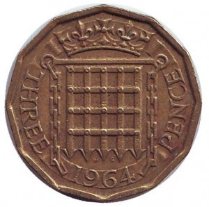 Монета 3 пенси. 1954-1970 рік, Великобританія. (В) Полтава - фото 1