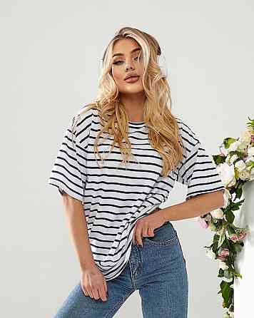 Подовжена футболка в смужку "Modis" оптом від виробника | Норма і батал Джинс, 50-52 Київ