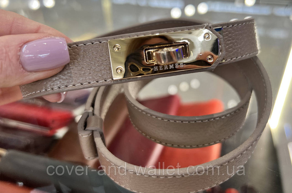 Стильний жіночий ремінь пудрового кольору в стилі Hermes 20 мм Puos Київ - фото 2