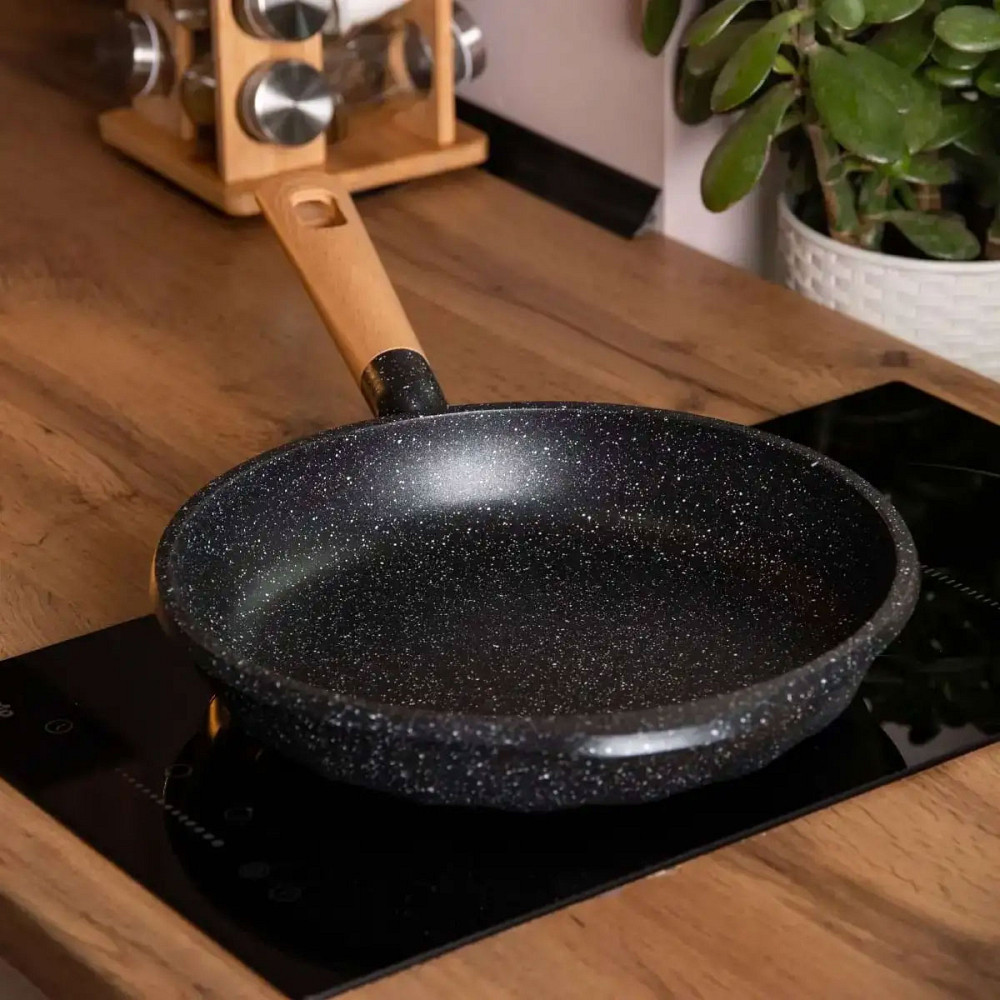 Алюмінієва сковорода 1,8 л, мармурове антипригарне покриття Ø 24 см, товсте дно MGC чорний HP-4-418B Коломия - фото 2