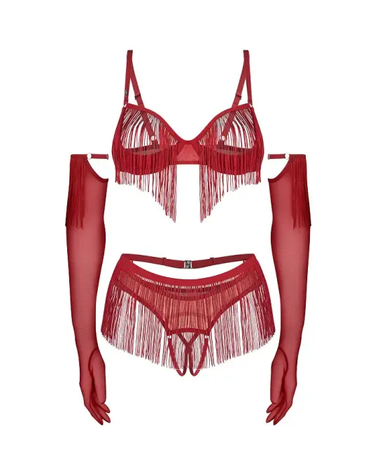 Комплект Obsessive Rossay Red 4-pcs crotchless set 2XL/3XL Львів - фото 5