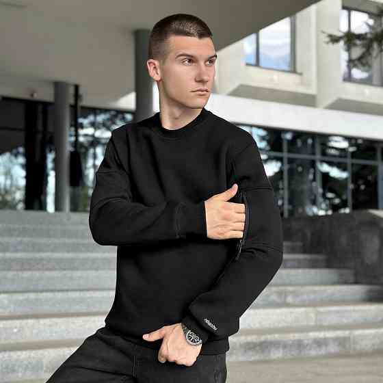 Світшот чоловічий зимовий однотонний чорний Pobedov Apex Київ