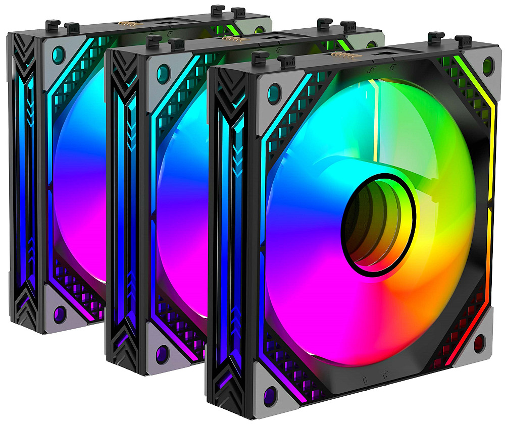 Корпусні вентилятори 2E GAMING Air Cool Magic Mirror ACF120MB-ARGB, 3x120мм, 2000rpm, 4pin PWM +5VARGB, 20.5dBa, чорний Киев - изображение 1