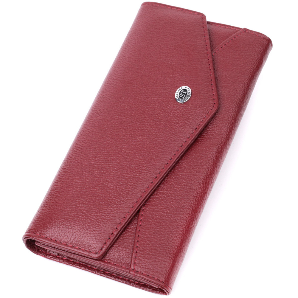 Жіночий шкіряний гаманець з геометричним клапаном бордовий (ST Leather) Київ - фото 19