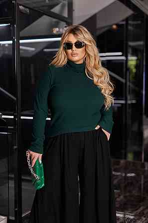 Жіночий теплий гольф в рубчик "Cool" оптом | Норма 42-44, Темно-зелений Київ