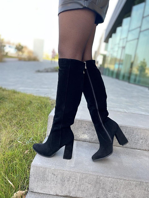 Nivelle Чоботи жіночі NIVELLE чорні замша натуральна высота 40см обхват 36-37см каблук 9.5см (5 Коломия - фото 10