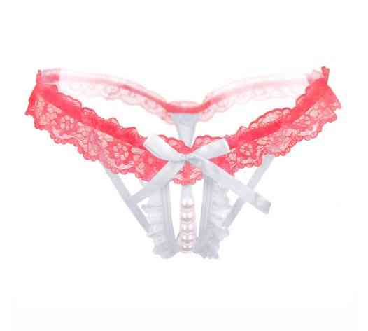 Трусики з бусинками та розрізом універсальний біло-рожевий Київ
