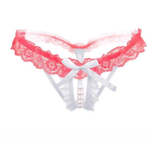 Трусики з бусинками та розрізом універсальний біло-рожевий Київ - фото 1
