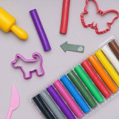 Пластилин Школярик Восковый Круглый с блестками 12 цветов 156 г (303107001-UA) Винница - изображение 3