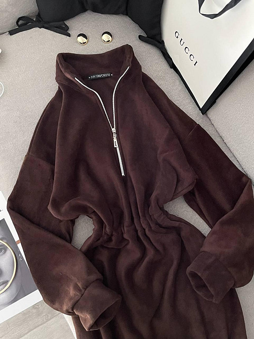 Женское теплое повседневное платье двусторонний Polar флис Шоколад Одесса - изображение 10