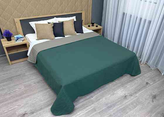 Покривало двостороннє Decorator Microfiber листя 180х215 см зелений з сірим (85-091) Київ