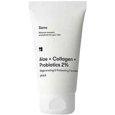 Маска для лица Sane Aloe + Collagen + Probiotics 2% Regenerating & Protecting Face Mask 75 мл (4820266830199) Винница