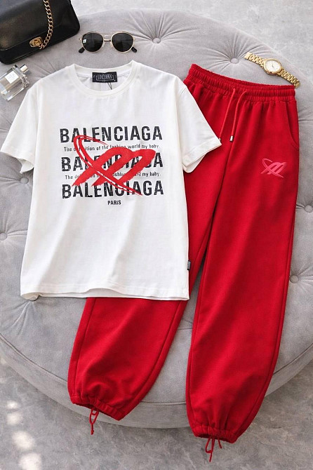 Стильний жіночий, зручний костюм двонитка пеньє + кулір Червоний, 46 Одеса - фото 2