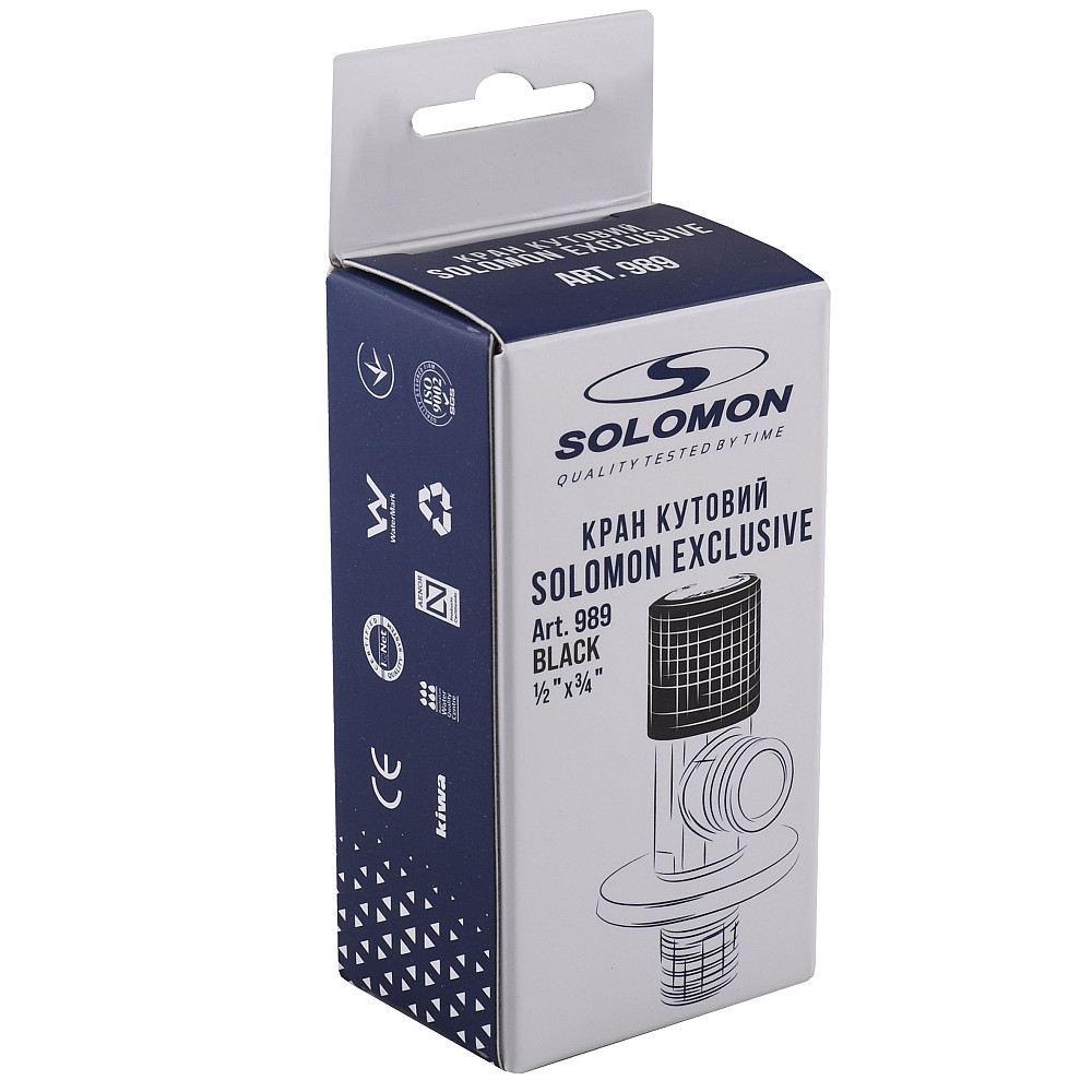 Кран кутовий кераміка SOLOMON EXCLUSIVE 1/2″X3/4″ 989 BLACK/CHROME ( 1шт.) Тернополь - изображение 4