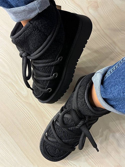 Угги женские Hengji 52-1 замшевые сноубутсы с мехом тедди на высокой подошве черные, 41, 25,5 см Киев - изображение 11