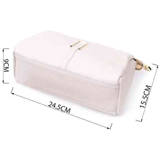 Сумка женская с металлическим украшением посередине из натуральной кожи Vintage 22608 Белая Киев