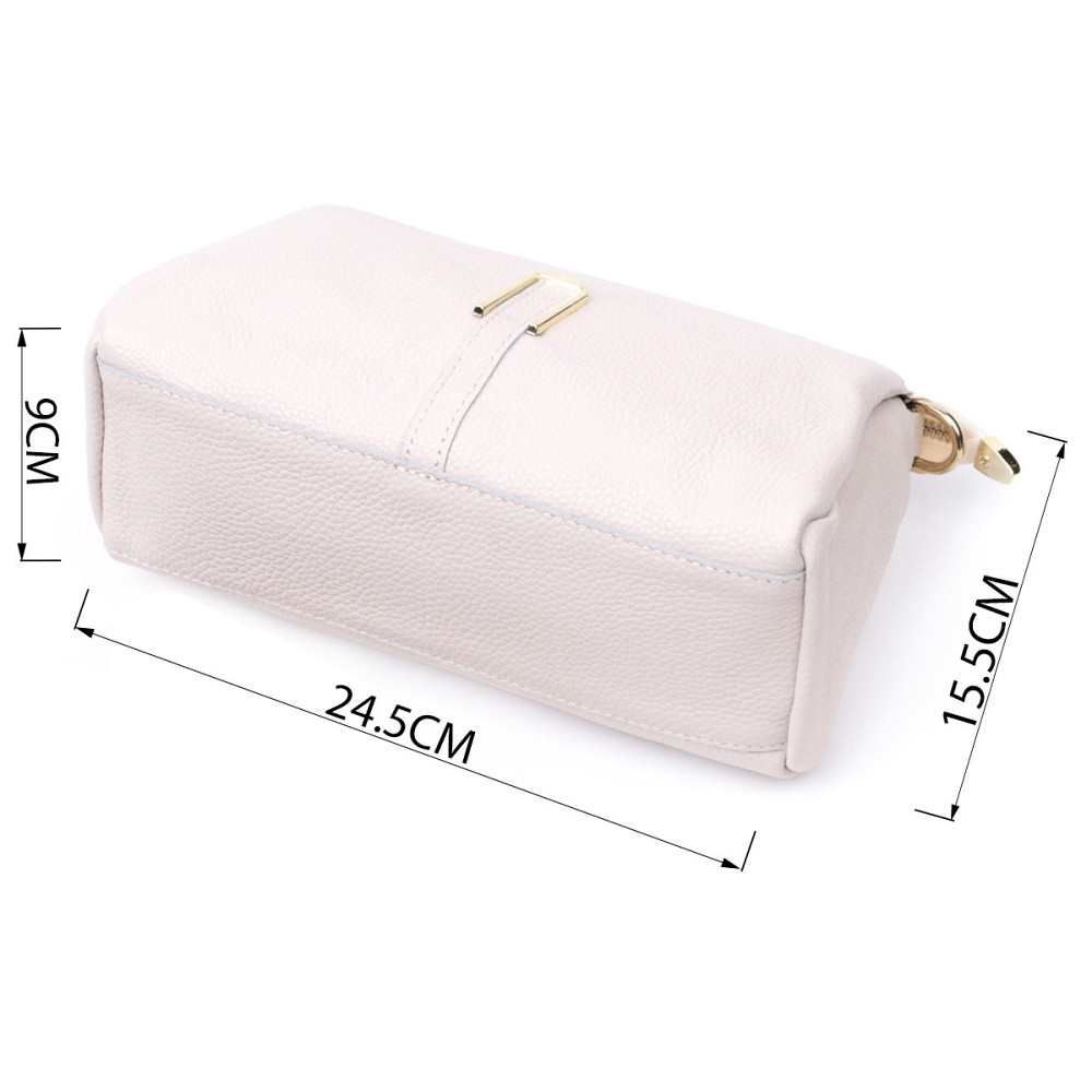 Сумка женская с металлическим украшением посередине из натуральной кожи Vintage 22608 Белая Киев - изображение 3