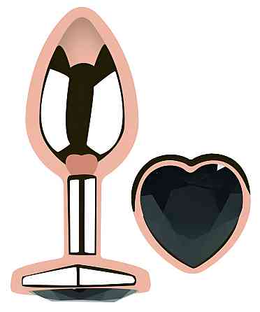 Анальна пробка з кристалом EGZO - Rose Gold Heart Plug Black size S Sex Aura Київ