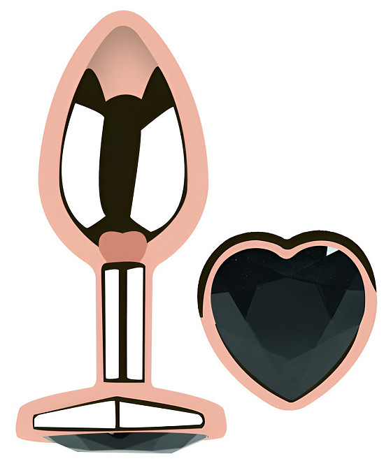 Анальна пробка з кристалом EGZO - Rose Gold Heart Plug Black size S Sex Aura Київ - фото 2