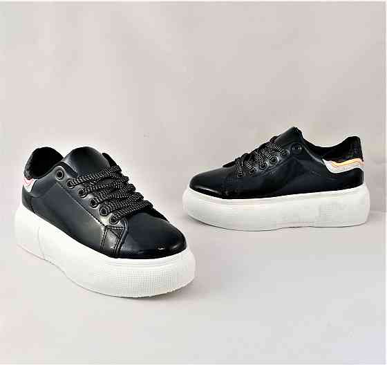 .Жіночі Кросівки на Танкетці Чорні Сліпони Мокасини на Платформі (розміри: 38) - 09-1 Дніпро