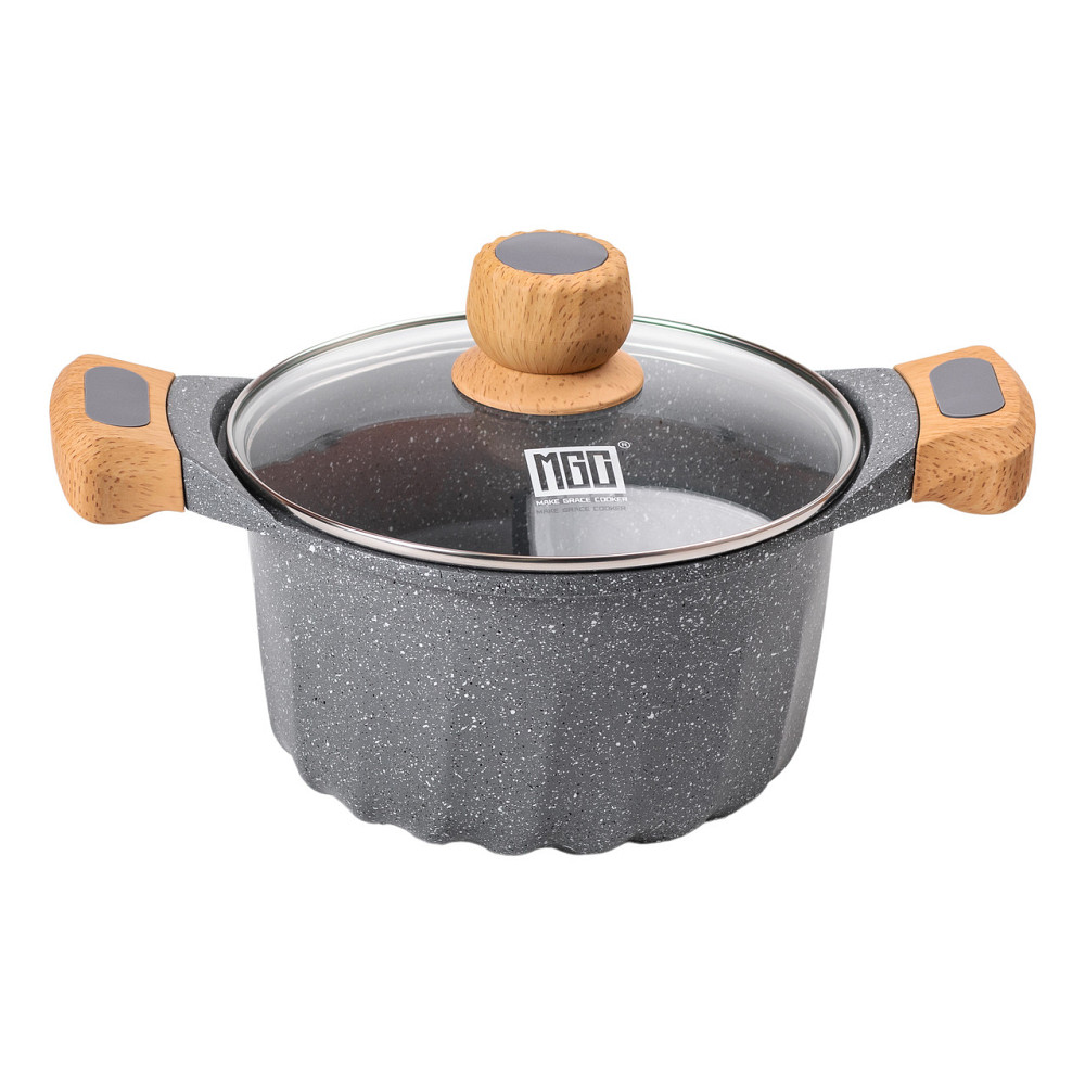 MGC Алюмінієва каструля об'ємом 3 літри з кришкою Ø 20 см. Мармур з антипригарним покриттям MGC Коломыя - изображение 1