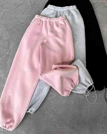 Женские утепленные объемные брюки на резинке в стиле оверсайз трехнитка на флисе Барби, 42/44 Одесса