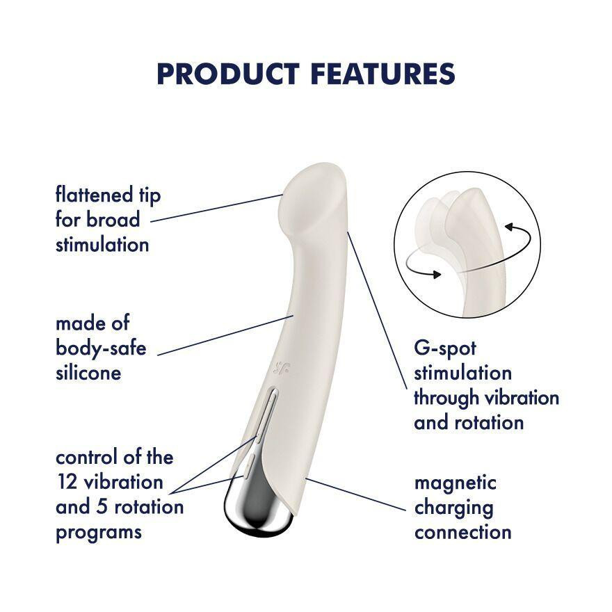 Вібратор з ротацією Satisfyer Spinning G-Spot 1 Beige, плоский майданчик для стимуляції точки G Sex Aura Київ - фото 7