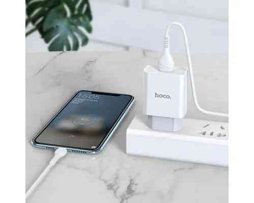 СЗУ сетевое зарядное устройство HOCO C81A 1USB/2.1A с кабелем для зарядки USB - Lightning Белый Каменец-Подольский