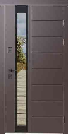 Двері вхідні SARMAK Елегант термо Олімпія МДФ Plasti'D RAL 8019 / ПВХ біле дерево 970х2050 мм Київ