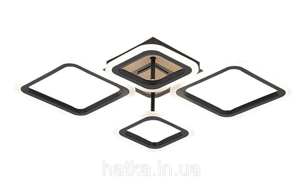 Люстра потолочная светодиодная VALESO 3307/2+2 черный + дерево 72W диммируемая Киев - изображение 2