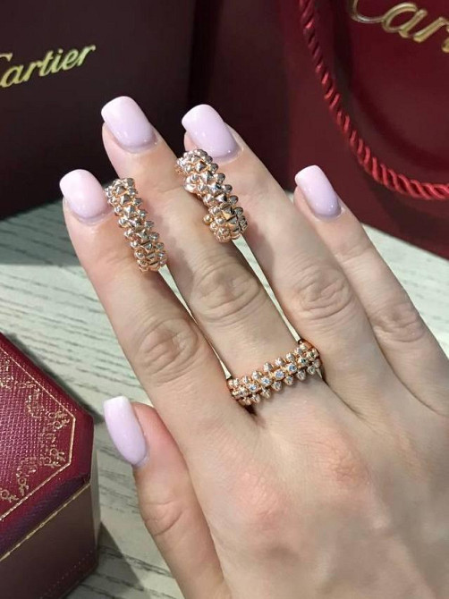 Cartier / Картьє комплект «Зубчики»  — сережки, браслет та каблучка, покриття рожевим золотом Одеса - фото 8