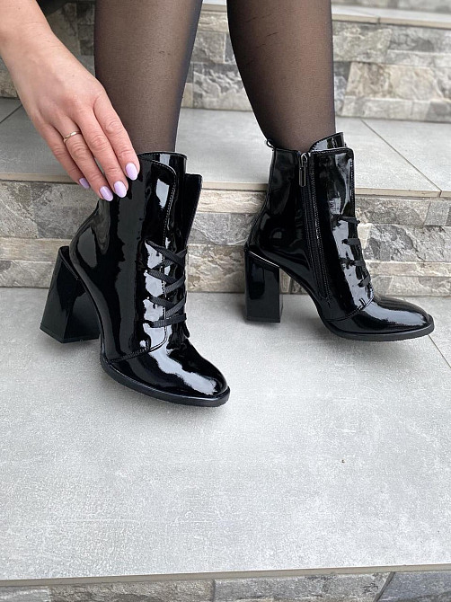 Черевики жіночі ARLEN чорні шкіра лакована каблук 9см 36р.37р. (БН-9556/1380) Коломыя - изображение 3