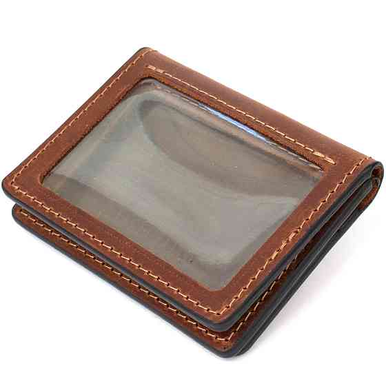 Кожаная компактная визитница GRANDE PELLE 11489 Коричневый Киев