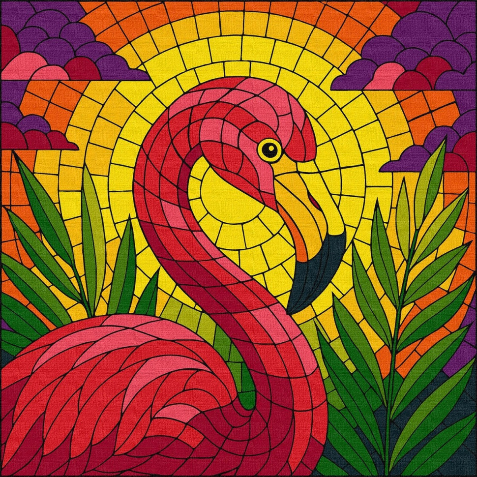 Картина за номерами "Вітраж. Фламінго" ©art_selena_ua KHO5165, 30х30 см Вінниця - фото 1