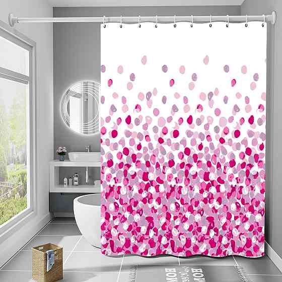 Шторка для ванны из полиэстера водонепроницаемая Bathlux 180x180 см с кольцами, занавеска для ванной комнаты Каменец-Подольский