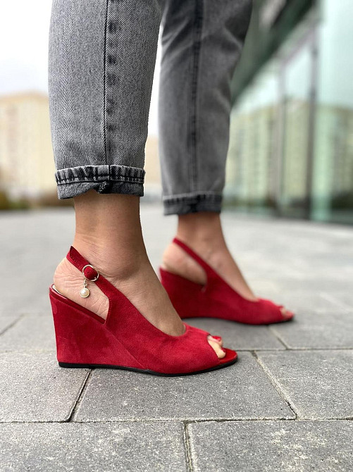 Vesna Босоніжки жіночі VESNA 9325 червоні (літо, замша натуральна) (919) 38р.39р. Коломия - фото 7